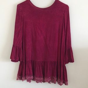 Altar’d State Dark Red Peplum Top - Size Small